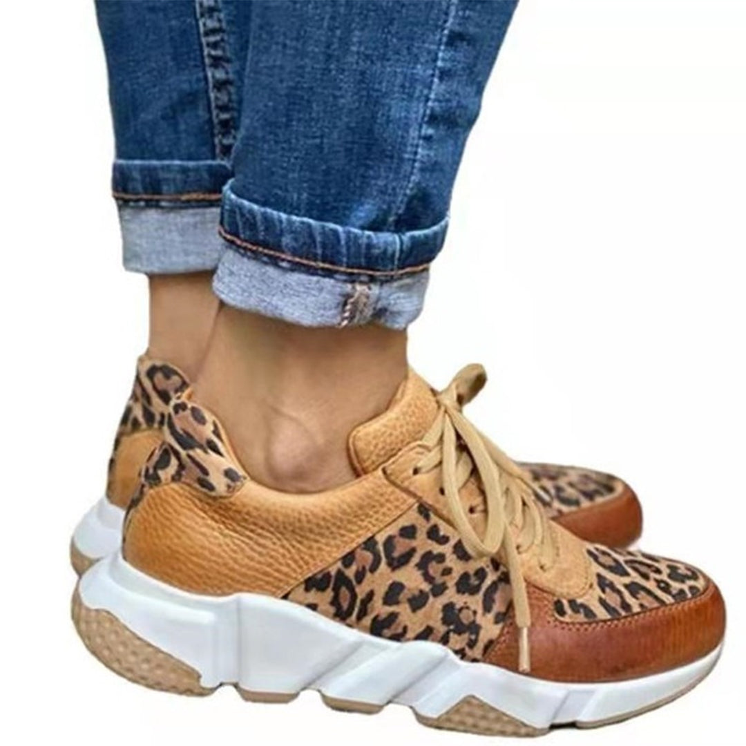 Oliwia | Panterkowe sneakersy damskie na platformie
