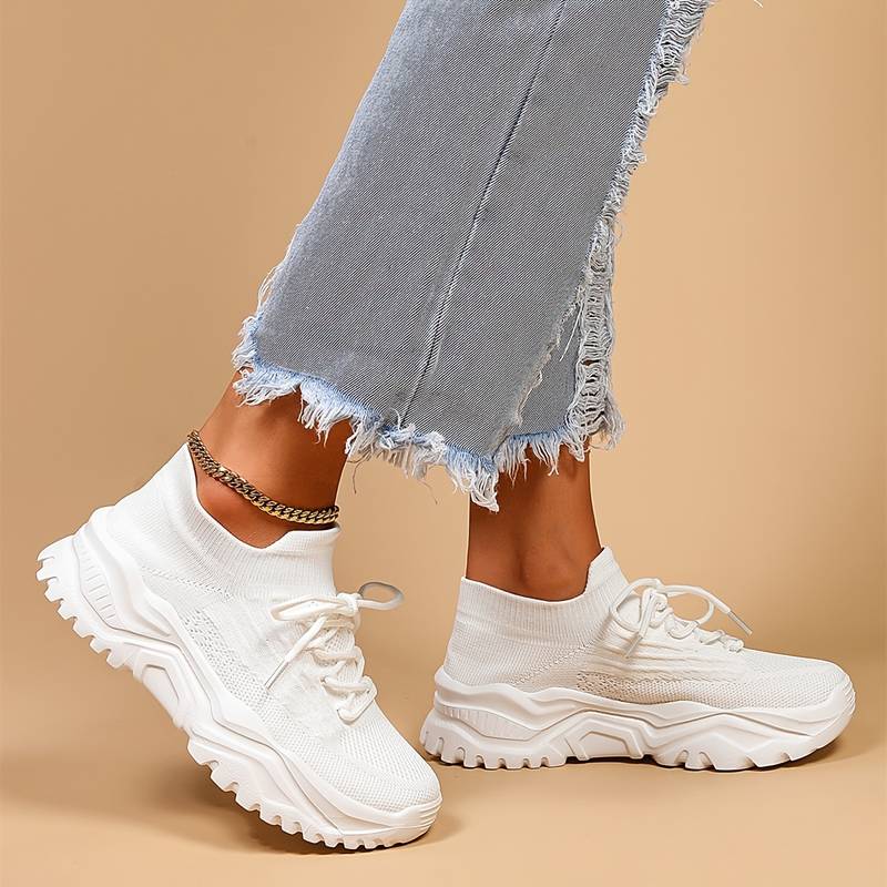 Kloriva Sneakersy Damskie na Platformie – Lekkie Buty Wsuwane z Oddychającą Cholewką i Wkładką - Pootivo
