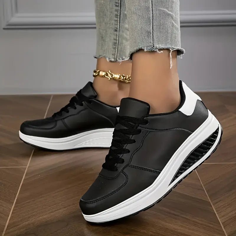 Manvia Sneakersy Damskie na Platformie z Antypoślizgową Podeszwą i Sznurowaniem – Lekkie Przewiewne Buty - Pootivo