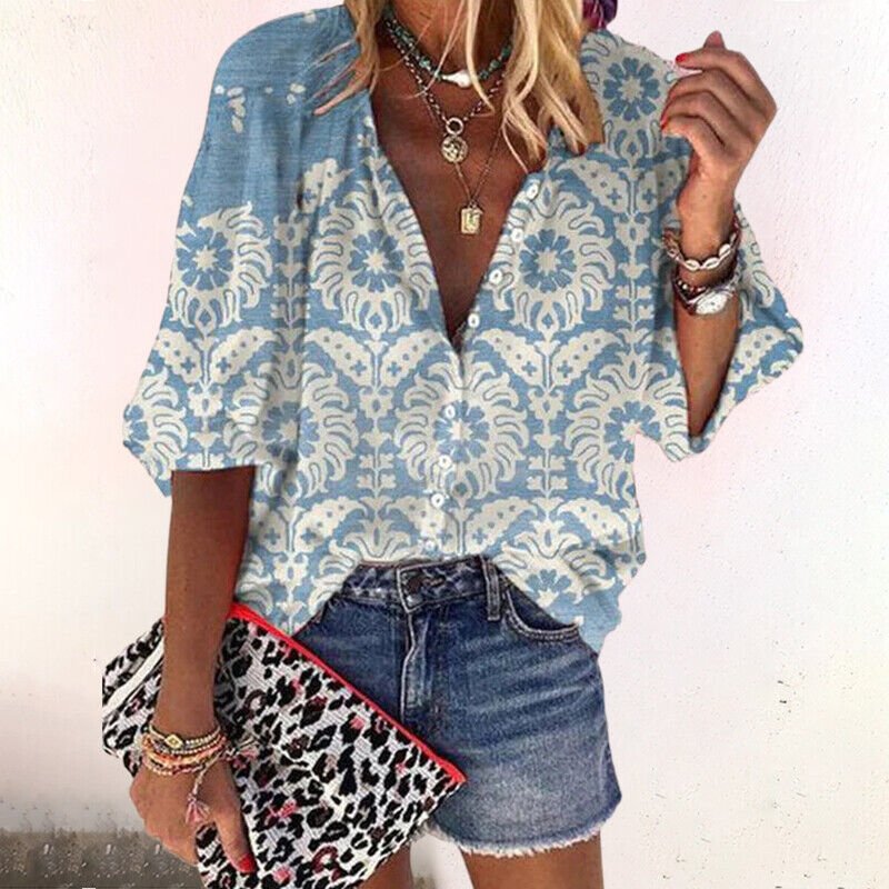 Marisol | Kwiecista Bluzka Boho z Guzikami - Pootivo