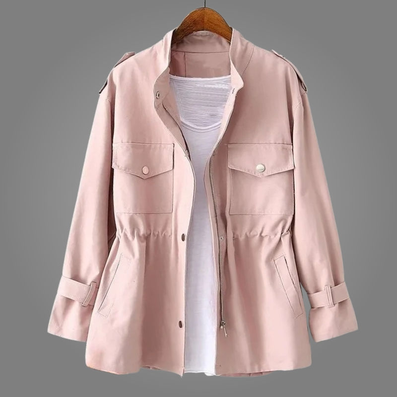 Natalia | Przejściowa Kurtka Military ze Stójką