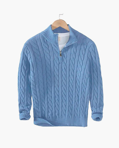 Zdzibor | Elegancki Męski Sweter w Warkocze z Suwakiem