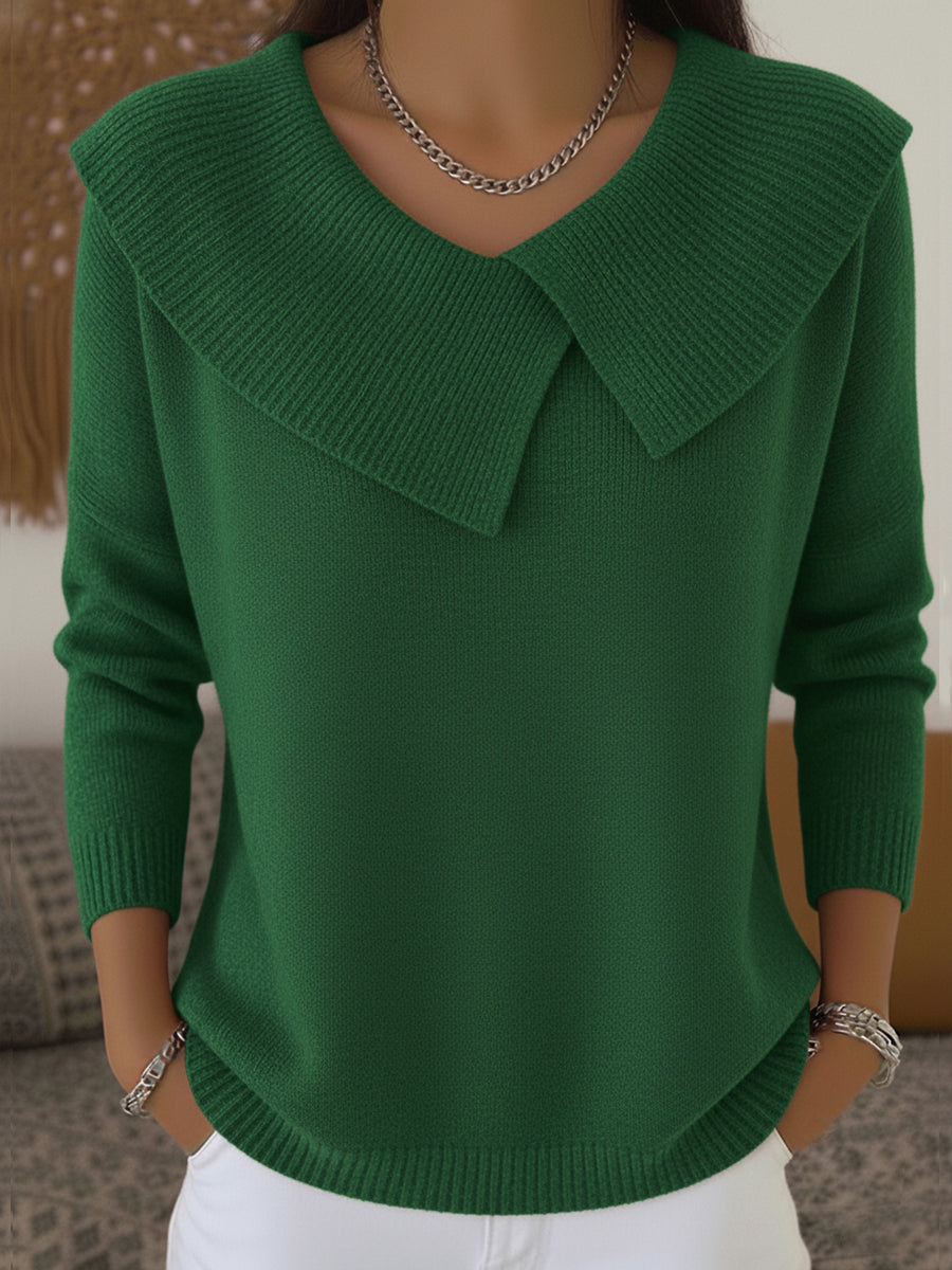 Zielony dzianinowy sweter z dekoltem w serek