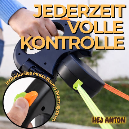 Traxo Dubbele Intrekbare Hondenriem – Uitrolriem Twee Honden LED Licht Poepzakjesdispenser