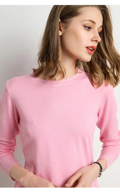 Julia | Miękki gładki sweter z okrągłym dekoltem