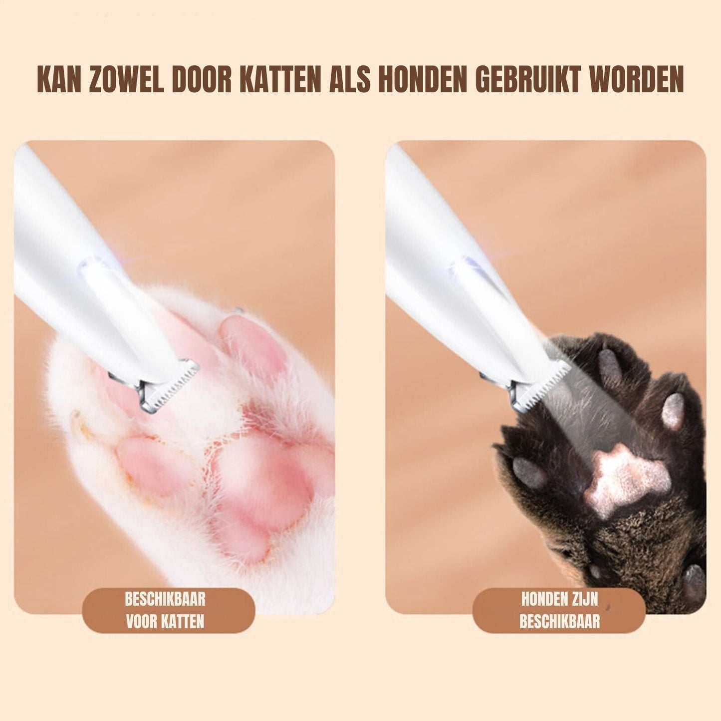 Trimvox Elektrische Poottrimmer Hond & Kat - met LED-lamp