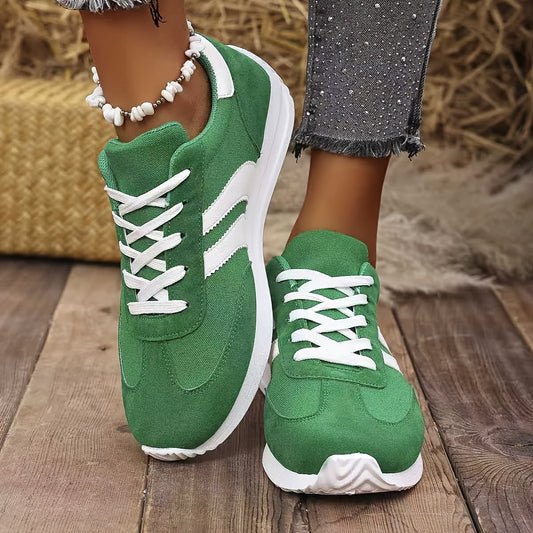 Elowen | Zamszowe Sneakersy w Stylu Retro na Grubej Podeszwie