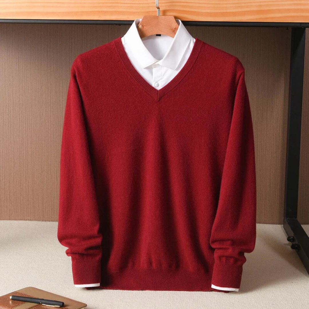 Aleksander | Miękki Dzianinowy Sweter w Serek