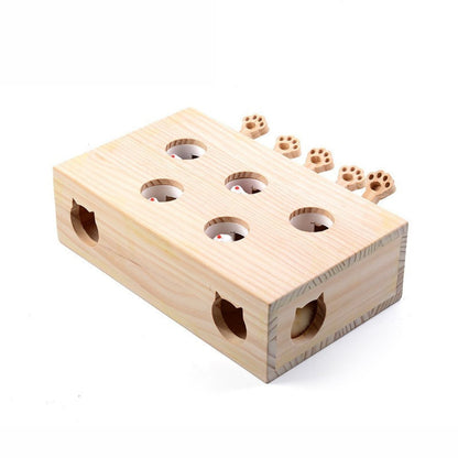Pawlix Kattenspeelgoed Whack-a-Mole – Interactief Houten Intelligentiespeelgoed