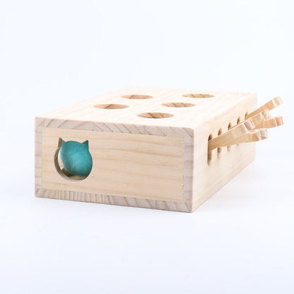 Pawlix Kattenspeelgoed Whack-a-Mole – Interactief Houten Intelligentiespeelgoed