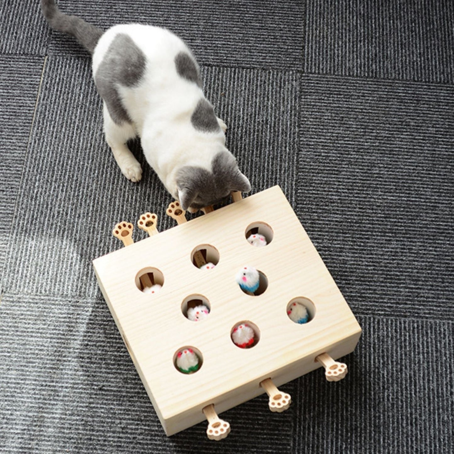 Pawlix Kattenspeelgoed Whack-a-Mole – Interactief Houten Intelligentiespeelgoed