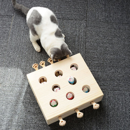 Pawlix Kattenspeelgoed Whack-a-Mole – Interactief Houten Intelligentiespeelgoed