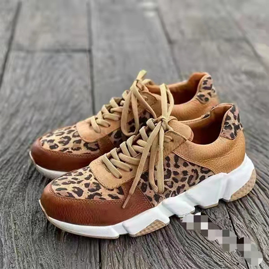 Oliwia | Panterkowe sneakersy damskie na platformie