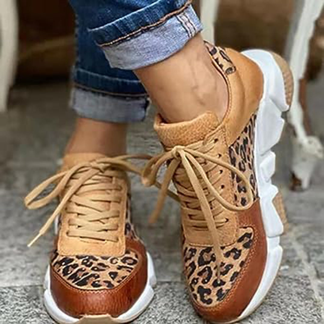 Oliwia | Panterkowe sneakersy damskie na platformie