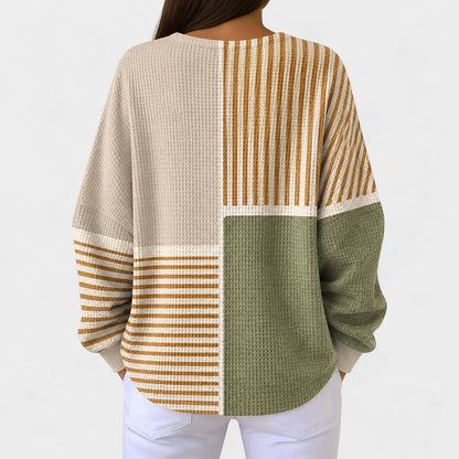 Radzimira | Patchworkowy Jesienny Sweter w Paski