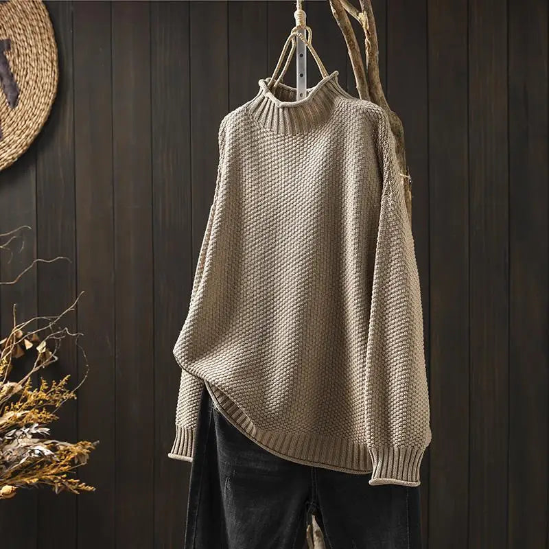 Sweter z półgolfem w kolorze khaki