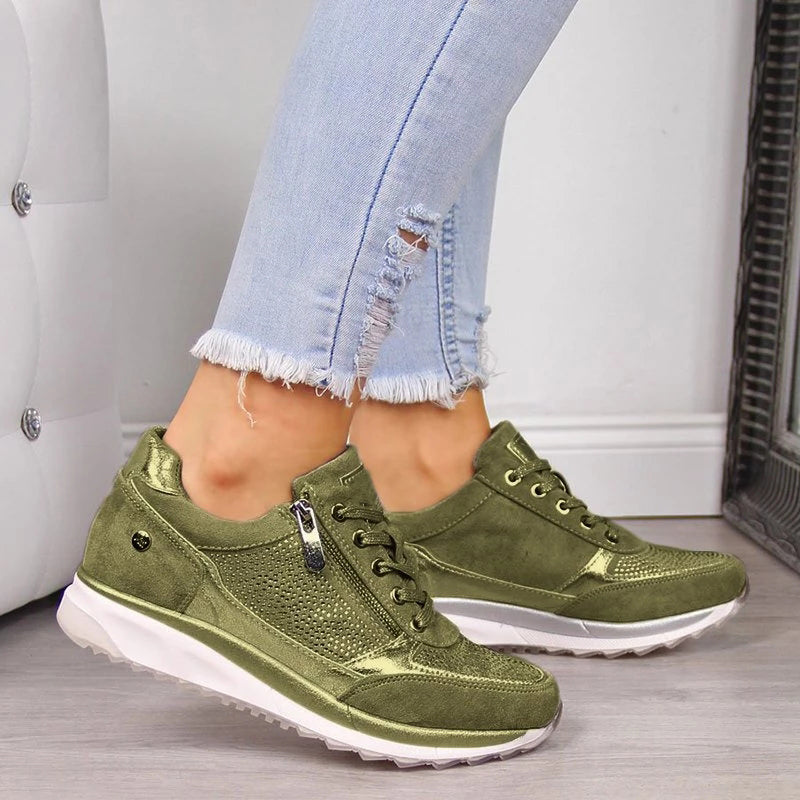 Marlena | Przewiewne Sneakersy Damskie na Koturnie