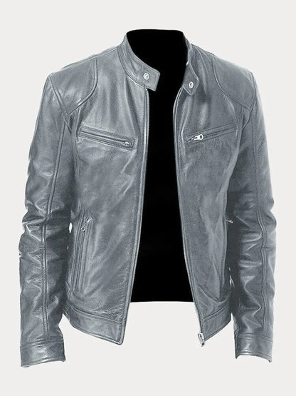 Adrian | Męska przejściowa kurtka motocyklowa z ekoskóry