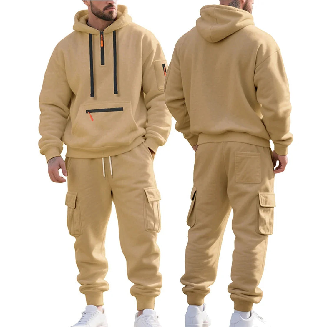 Dawid | Męski Ocieplany Dres z Kieszeniami Cargo