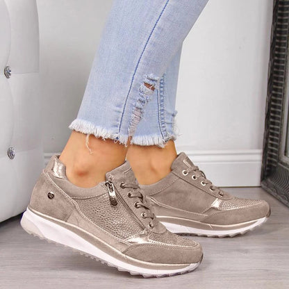 Marlena | Przewiewne Sneakersy Damskie na Koturnie