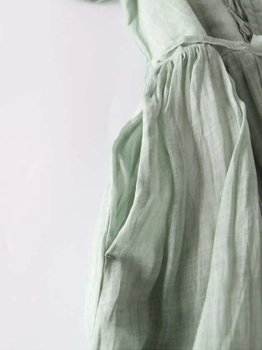 Ava | Lniana Rozkloszowana Sukienka Letnia