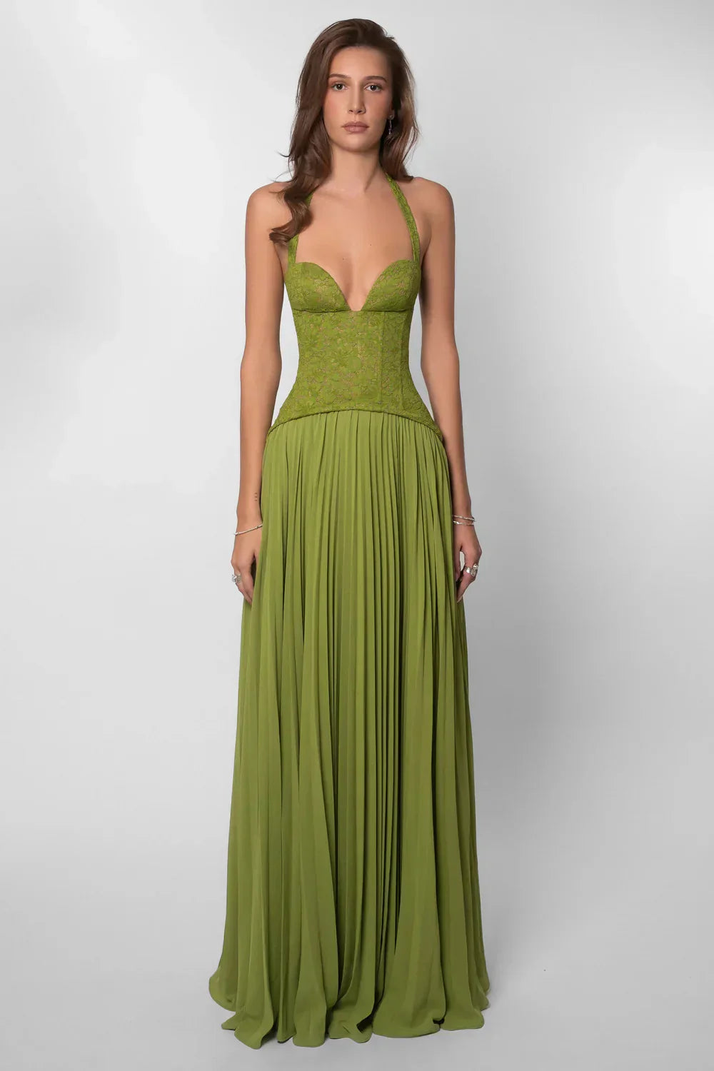 Olivia | Gorsetowa Plisowana Sukienka Maxi