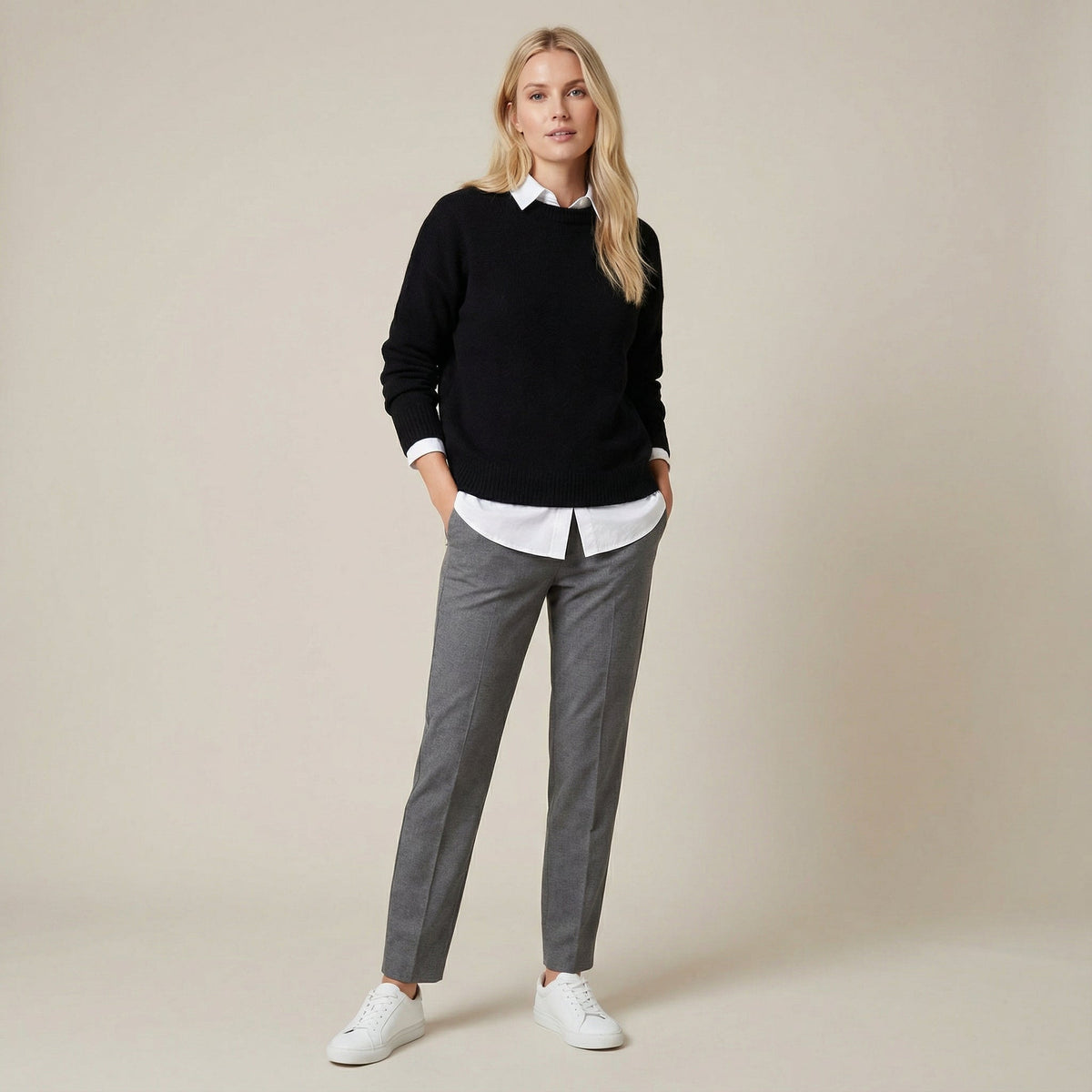 Aniela | Miękki Jesienny Sweter z Okrągłym Dekoltem - Pootivo