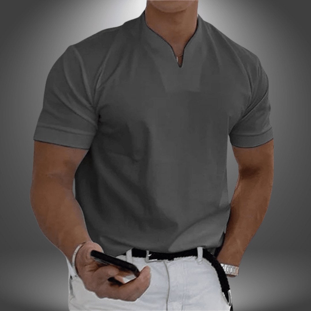 Archer | Gładki Codzienny T-shirt Męski w Serek - Pootivo