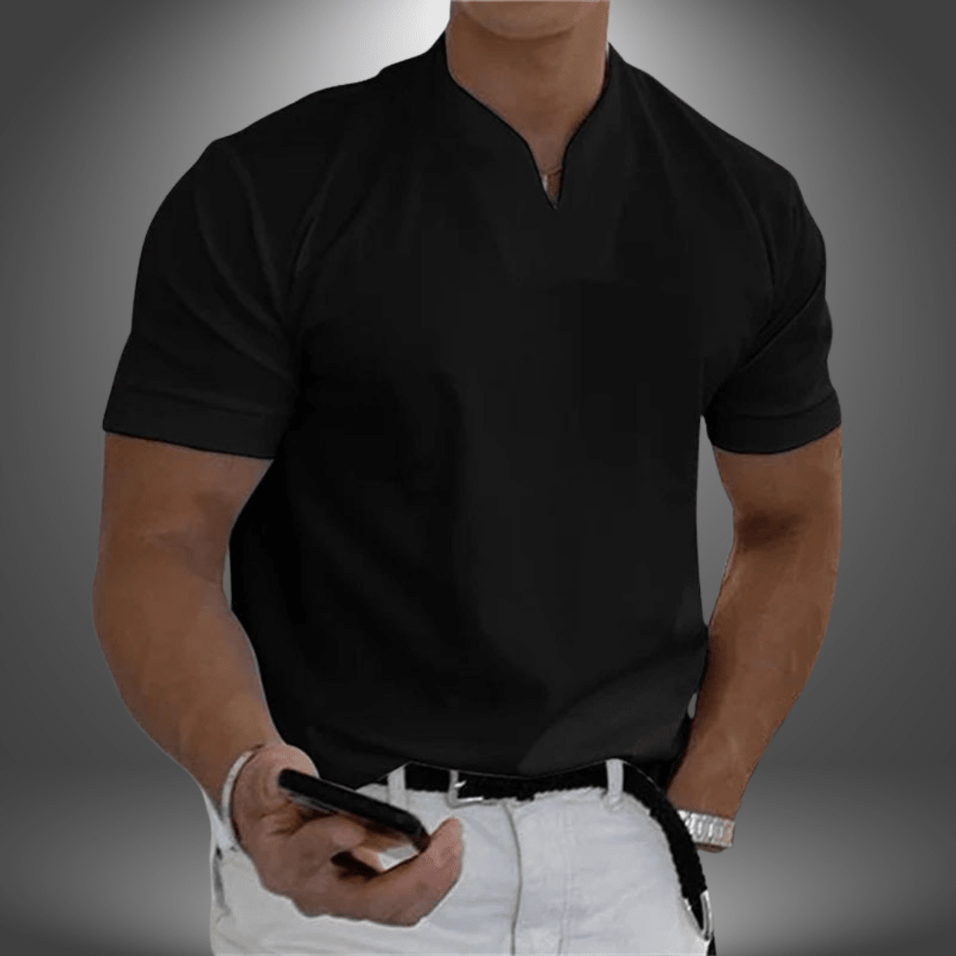 Archer | Gładki Codzienny T-shirt Męski w Serek - Pootivo