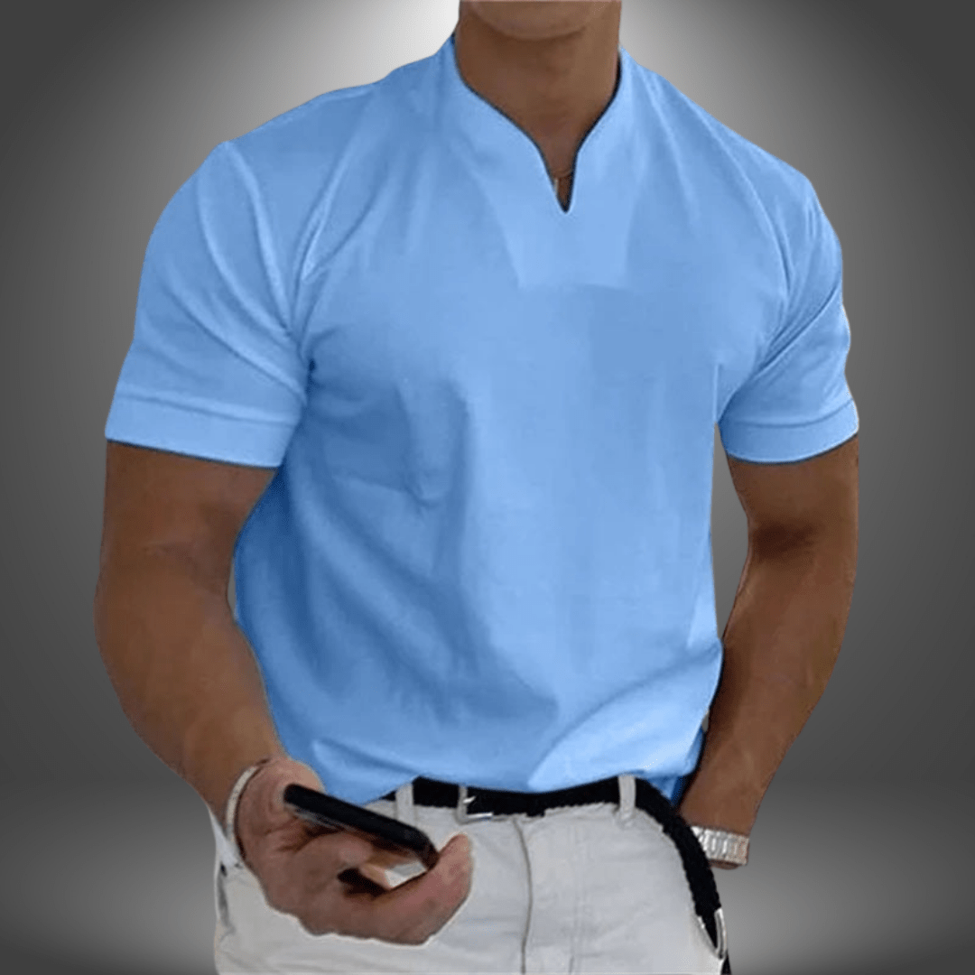 Archer | Gładki Codzienny T-shirt Męski w Serek - Pootivo