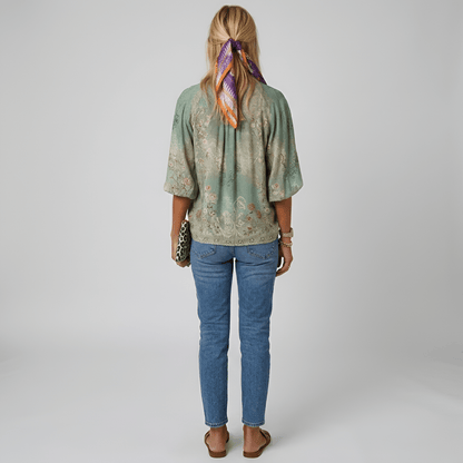 Aurora | Zwiewna Kwiatowa Bluzka Boho Z Guzikami - Pootivo