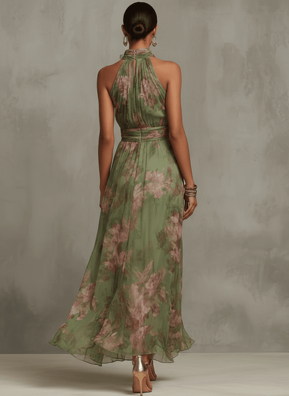 Azaria | Halter Zwiewna Sukienka Maxi Letnia - Pootivo