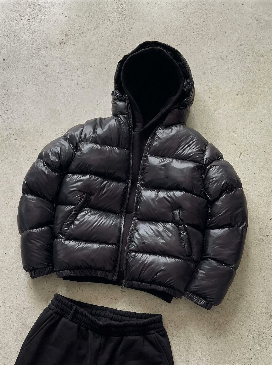 Gniewomir | Pikowana Zimowa Kurtka Puffer z Kapturem