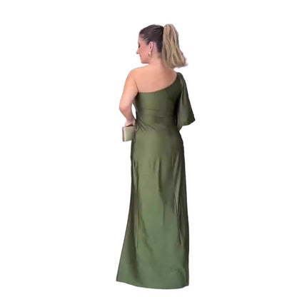 Bianca | Drapowana Asymetryczna Sukienka Maxi - Pootivo