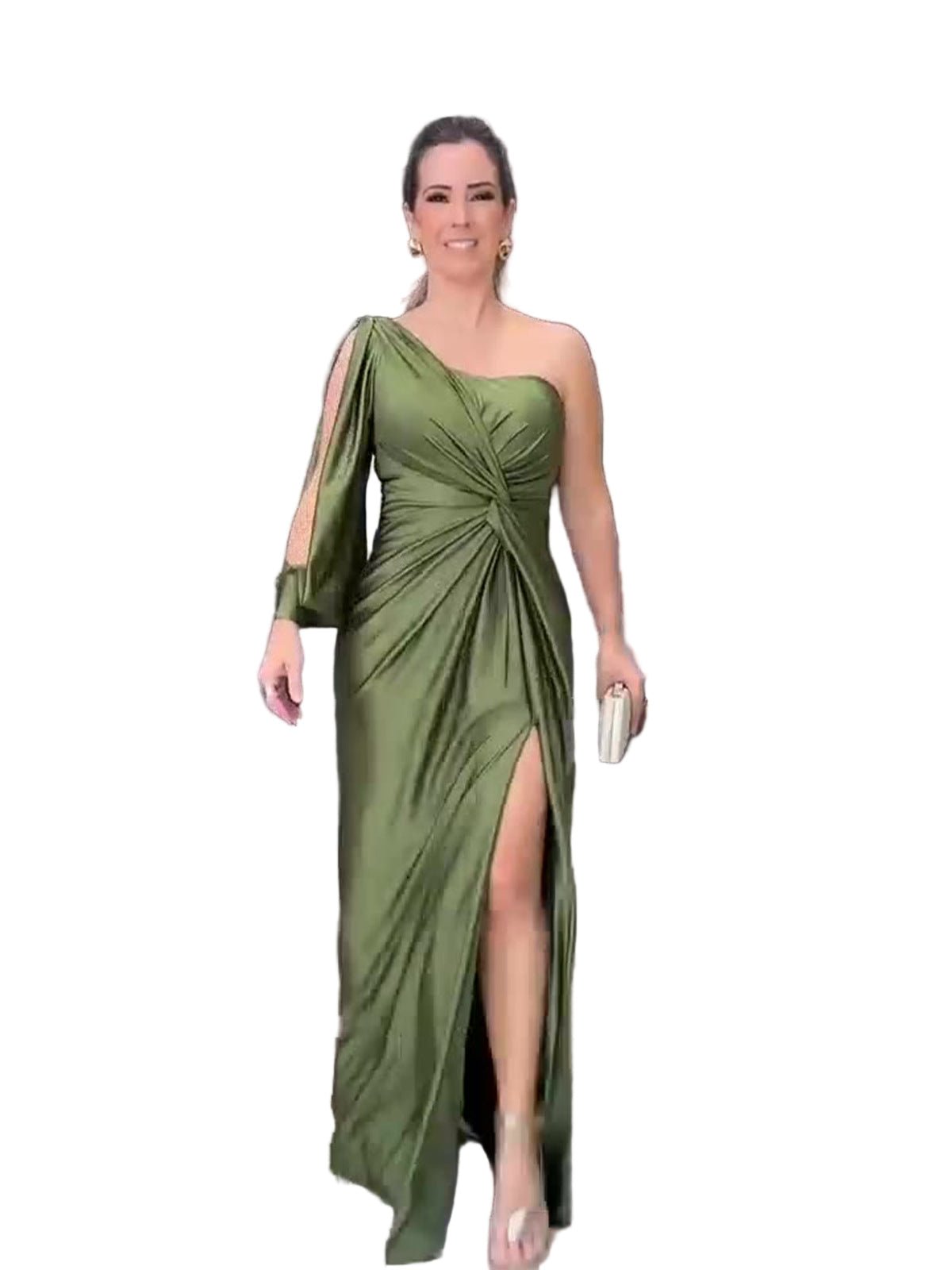 Bianca | Drapowana Asymetryczna Sukienka Maxi - Pootivo
