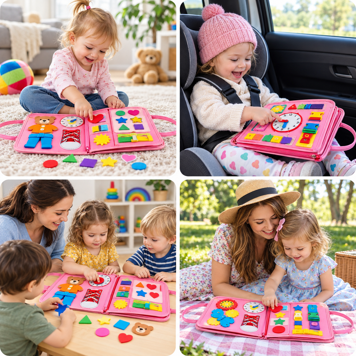 Bibalo – Książeczka Sensoryczna Montessori, Busy Book dla Dzieci 2-4 Lata - Pootivo