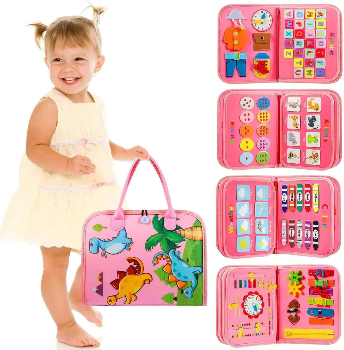 Bibalo – Książeczka Sensoryczna Montessori, Busy Book dla Dzieci 2-4 Lata - Pootivo