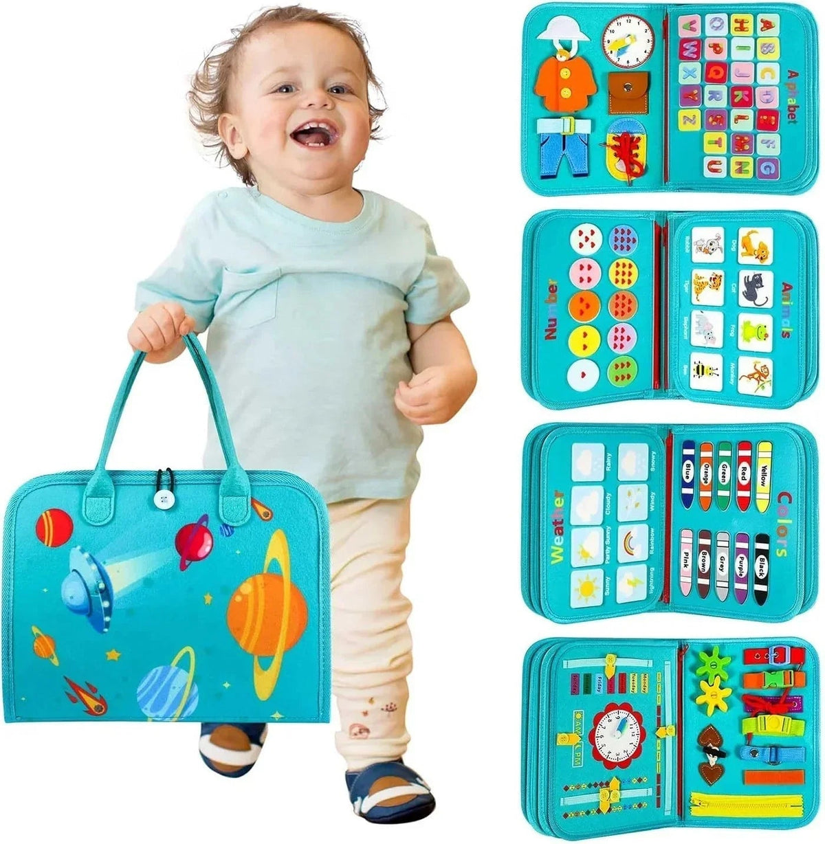 Bibalo – Książeczka Sensoryczna Montessori, Busy Book dla Dzieci 2-4 Lata - Pootivo