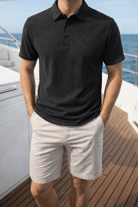 Blake Heren Poloshirt Met Wafelpatroon – Ademend en Licht, Geschikt Voor Golf en Tennis, Met Kraag - Pootivo