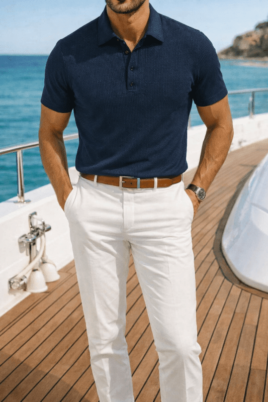 Blake Heren Poloshirt Met Wafelpatroon – Ademend en Licht, Geschikt Voor Golf en Tennis, Met Kraag - Pootivo
