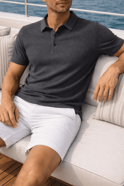 Blake Heren Poloshirt Met Wafelpatroon – Ademend en Licht, Geschikt Voor Golf en Tennis, Met Kraag - Pootivo