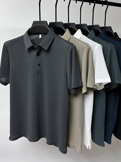 Blake Heren Poloshirt Met Wafelpatroon – Ademend en Licht, Geschikt Voor Golf en Tennis, Met Kraag - Pootivo