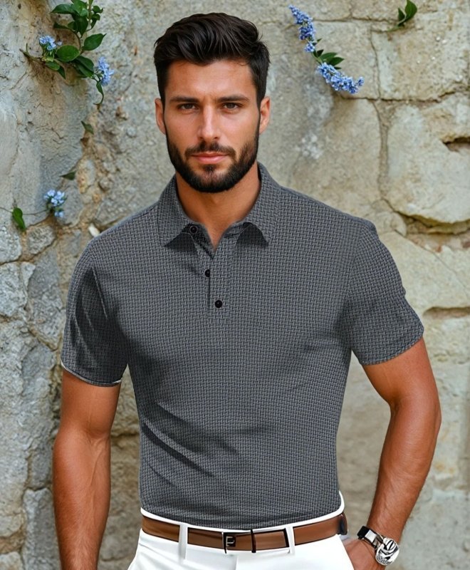 Blake Heren Poloshirt Met Wafelpatroon – Ademend en Licht, Geschikt Voor Golf en Tennis, Met Kraag - Pootivo