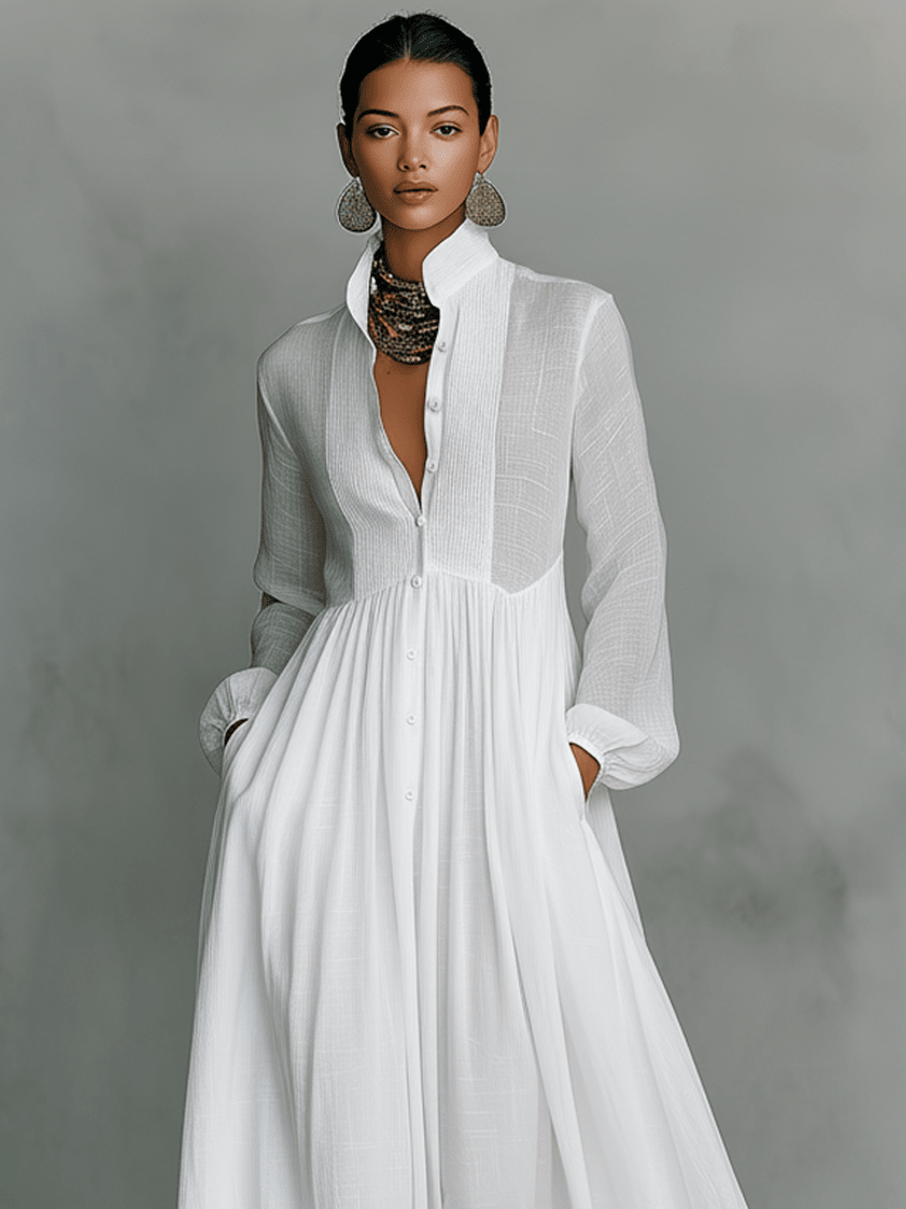 Chloe | Minimalistyczna Lniana Sukienka Maxi - Pootivo