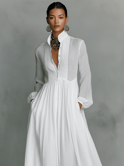 Chloe | Minimalistyczna Lniana Sukienka Maxi - Pootivo