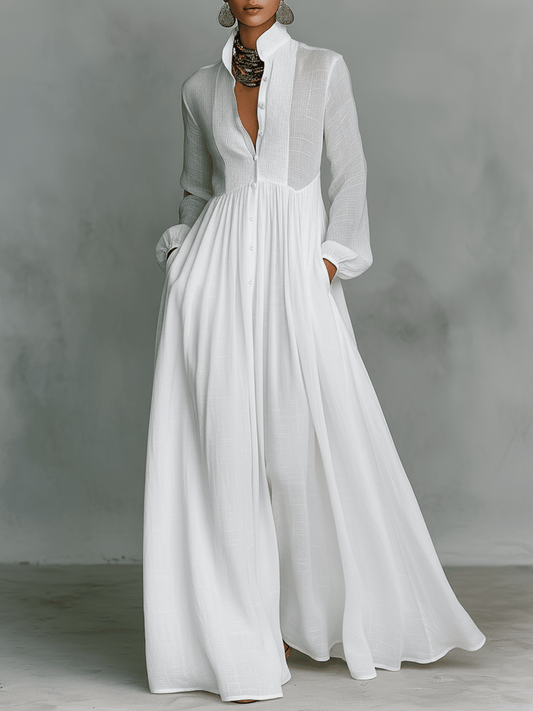Chloe | Minimalistyczna Lniana Sukienka Maxi - Pootivo