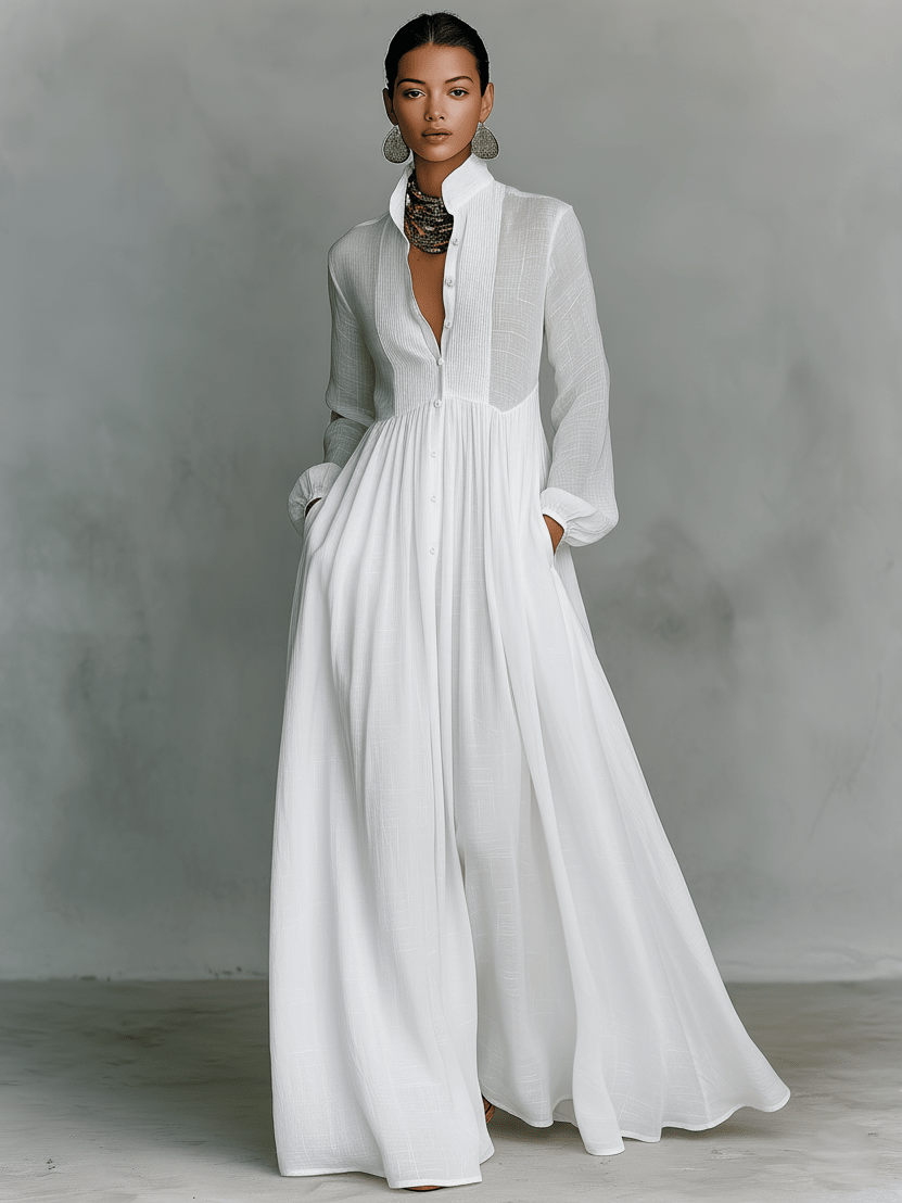 Chloe | Minimalistyczna Lniana Sukienka Maxi - Pootivo