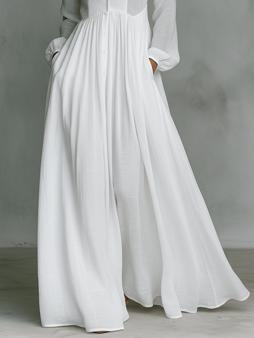 Chloe | Minimalistyczna Lniana Sukienka Maxi - Pootivo