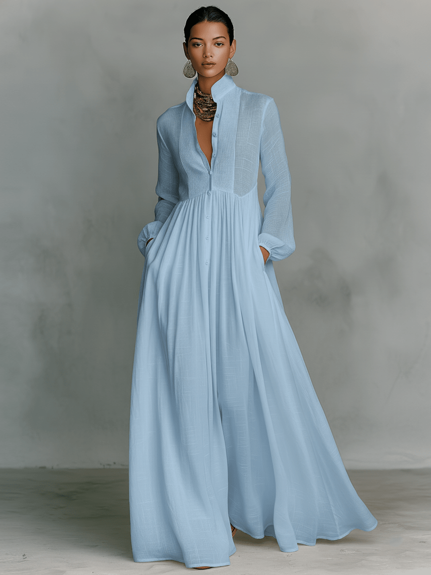 Chloe | Minimalistyczna Lniana Sukienka Maxi - Pootivo
