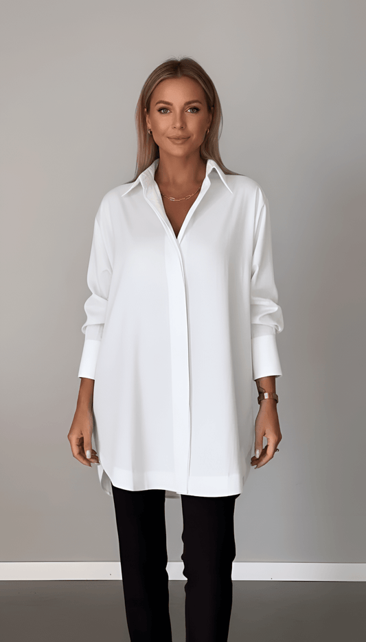 Chloe | Oversize Minimalistyczna Koszula Damska Długa - Pootivo